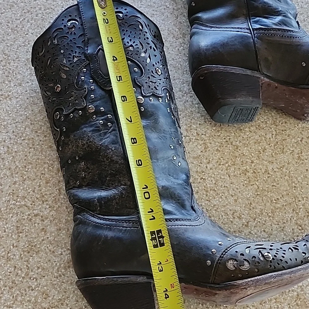 Women's Corral Fango Antiqued Studded & Silver Inlay Boots Size 9.5M - Picture 11 of 16